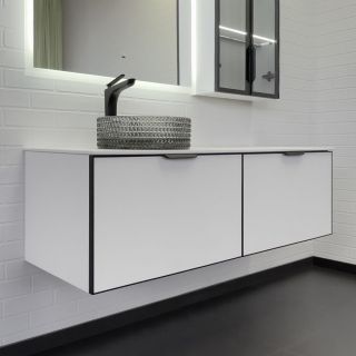  Тумба-умывальник для ванной Comforty Онега-140 белый матовый с белой столешницей с раковиной Comforty 21004	