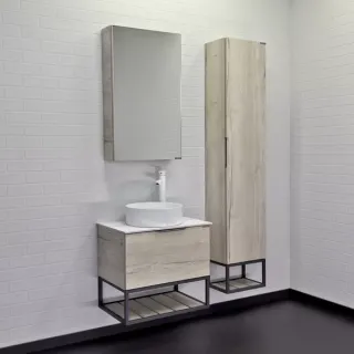  Тумба-умывальник Comforty Порто-60 дуб дымчатый с белой столешницей c раковиной Comforty 9111	00-00011397