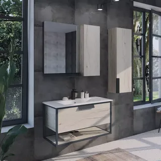  Зеркало-шкаф Comforty Бонн 90 графит/дуб дымчатый