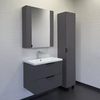 Тумба-умывальник Comforty Лима-70П2 антрацит с раковиной Como 70