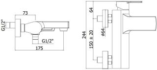 Смеситель для ванны с душем Paffoni Ringo RIN022BO