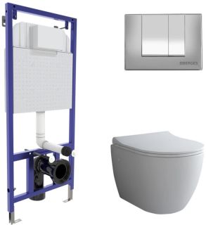 Комплект Berges 4в1 043267: инсталляция NOVUM525 кнопка S3 хром глянец унитаз Okus сиденье Toma Slim SO