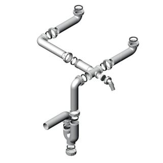 Двойной сифон Alveus 1068955 без выпуска для выпуска с вертикальным переливом