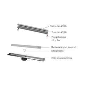 Душевой лоток Berges Wasserhaus B1 Keramik 090015 40 Матовый хром