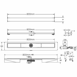 Душевой лоток Berges Wasserhaus C1 Brise 090133 80 Матовый хром