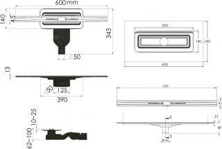 Душевой лоток Berges Wasserhaus Simpel 091111 60 Хром глянец