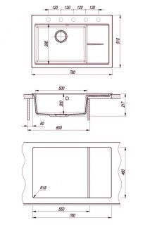 Кухонная мойка Florentina Россана 780 бежевый