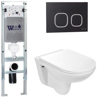 Комплект унитаза с инсталляцией WeltWasser Amberg 350 ST + Baarbach 004 GL-WT + Amberg RD-BL 10000006500 белый глянец