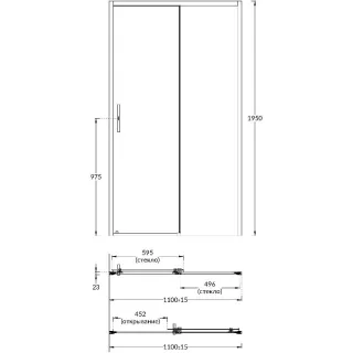 Душевая дверь Kerama Marazzi Vetro VE.110.SD.BLK.M 110 см стекло прозрачное профиль чёрный матовый