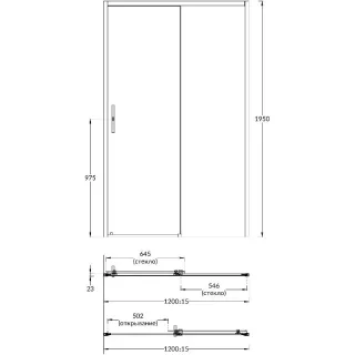 Душевая дверь Kerama Marazzi Vetro VE.120.SD.BLK.M 120 см стекло прозрачное профиль чёрный матовый