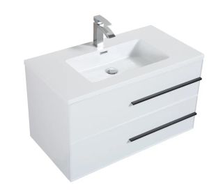 Подвесная тумба с раковиной Parly Spa Bella100 белый глянцевый