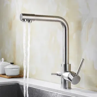 Смеситель для кухни Boch Mann Laura BN BM10423 с краном под фильтр матовый никель