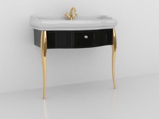 Тумба под раковину Kerasan Retro 7363K4 напольная черная золото