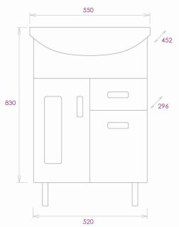 Напольная тумба под раковину Onika Кристалл 105551 с ящиком 55см белый