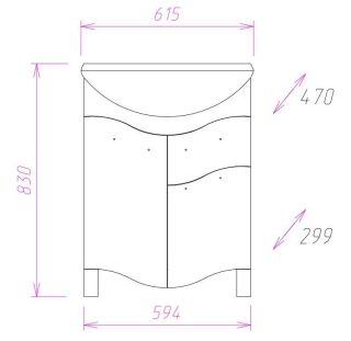 Напольная тумба под раковину Onika Лайн 106044 с ящиком 60см белый