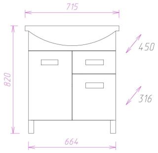 Напольная тумба под раковину Onika Балтика 107025 с ящиком 70см белый