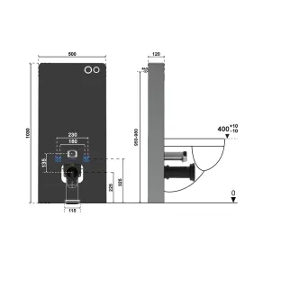 Модуль-инсталляция приставная для подвесных унитазов Ceruttispa G111B из чёрного стекла
