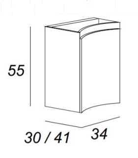Шкафчик под раковину, правосторонний Cezares 34x55 Rovere sbiancato Vague 54848