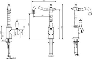Раковина CeramaLux 262 бело-серая 60 см
