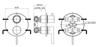 Встраиваемый смеситель для ванны Paini Brera 74PZ6911 чёрный матовый