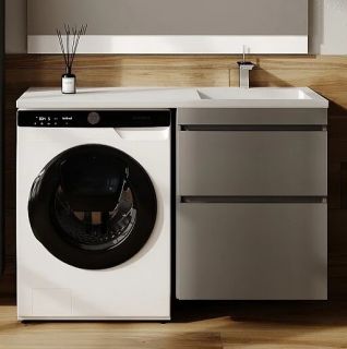 Тумба подвесная Style Line Даллас Леон 120 Люкс Plus СС-00002451 под раковину для стиральной машины серый