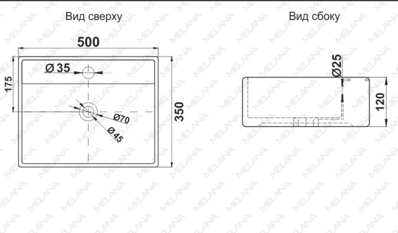 Накладная раковина Melana 7657D-805 50см белый