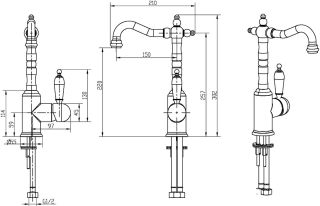 Смеситель для раковины Boheme Crystal бронза 302-CRST