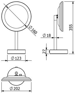 Зеркало косметическое Kludi Vela R 5899553F с 3-х кратным увеличением и LED-подсветкой белый матовый