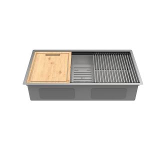 Кухонная мойка Lemark Tabaga 820 9937133 в комплекте с разделочной доской ролл-матом и коландером сталь