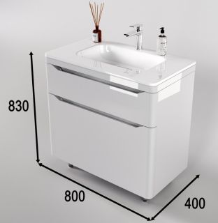 Тумба под раковину Style Line Марелла 80 Люкс Plus СС-00002402 белый глянец