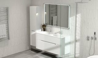 Тумба под раковину Jorno Modul Mоl.01.122/P/W 120 см белый глянец