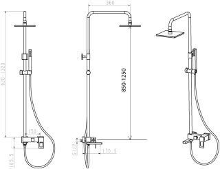 Душевая стойка Boheme Q хром/синий 148-CRUW