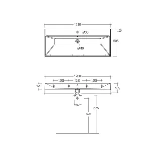Раковина Kludi Resa 59WW121O2 120 см светло-серый матовый