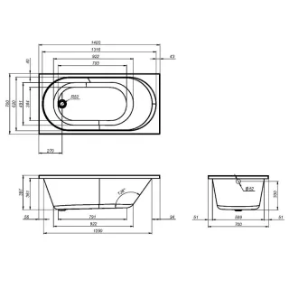 Ванна акриловая Am.Pm X-Joy W94A-140-070W-A 140x70 см белый