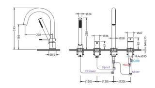 Смеситель на борт ванны Timo Saona никель матовый
