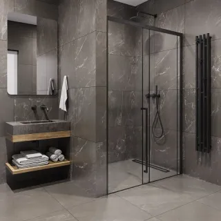 Душевая дверь в нишу Timo T58L 140 см левая чёрный