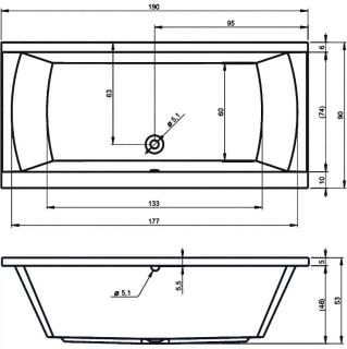 Акриловая ванна Riho Julia B023001005 190х90см белый