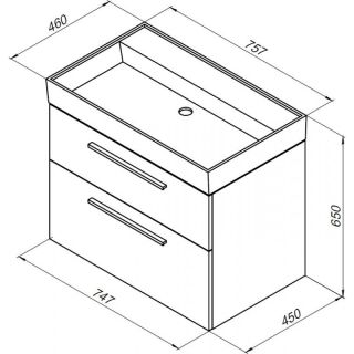 Тумба под раковину Aquanet Nova 242262 75 см белый глянец