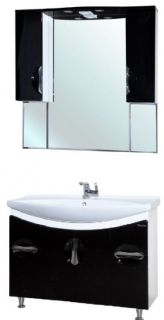 Зеркало-шкаф с подсветкой Bellezza Лагуна 105см черный 00000001085