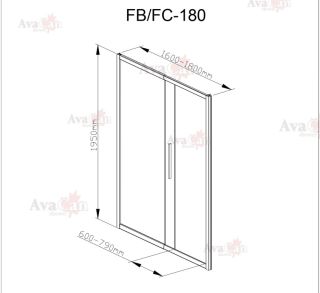 Душевая дверь в нишу AvaCan FB 160-180 MT чёрный