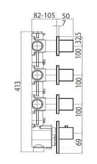 Скрытая часть термостата Bossini Z030202000 на три потребителя