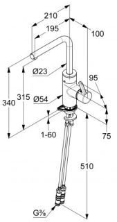 Электронный смеситель для кухни Kludi E-Go 230V хром 422200575