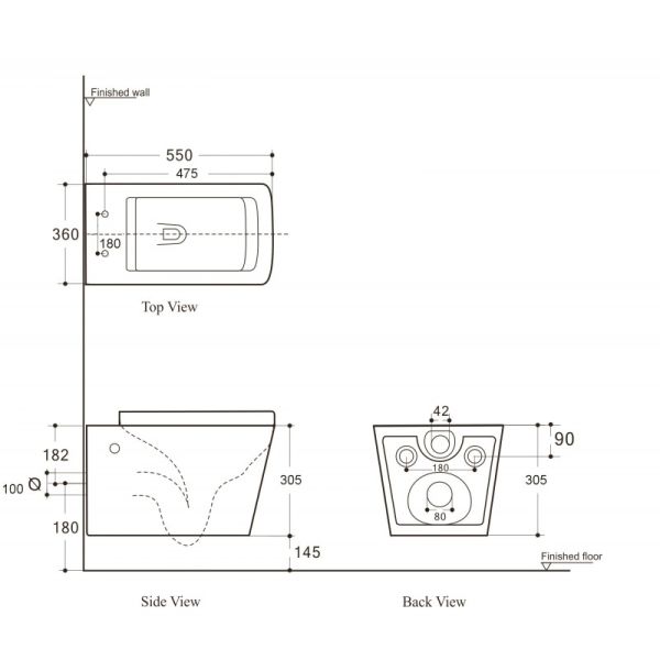 Унитаз подвесной Aquanet Rimless Tavr-W BL-103N-WHT 211920 белый