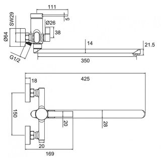 Смеситель для ванны и душа Frap F2267-6 черный