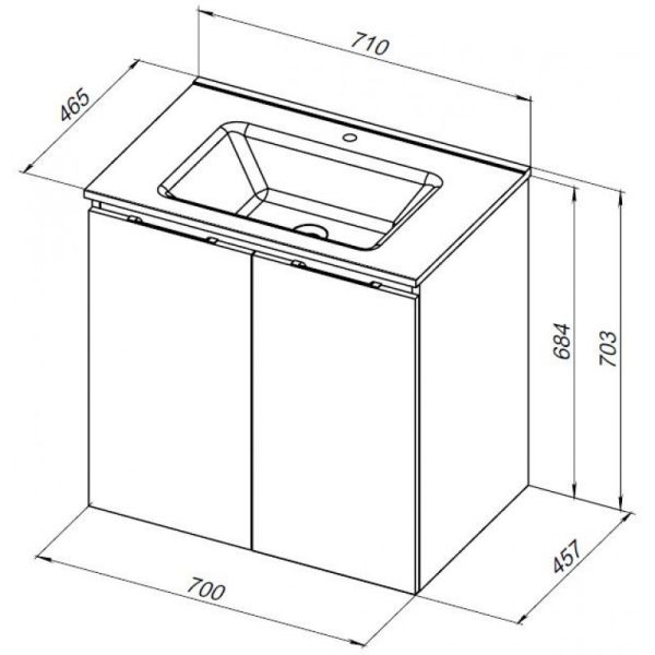 Тумба под раковину Aquanet Алвита New 303906 70 см дуб веллингтон