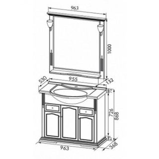 Зеркало Aquanet Тулуза 183749 95 см белый/золото