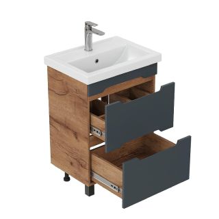 Тумба под раковину напольная Onika Айленд 106164 60 см графит/дуб крафт золотой