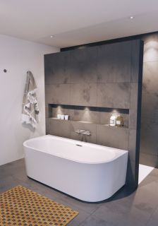 Акриловая ванна с подсветкой Riho Desire Back2Wall Glossy LED B089012005 180х84см светодиоды под ванной заполнение через перелив белый