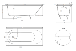 Ванна из искусственного камня Salini Ornella S-Sense 102314M 170x80см белый матовый