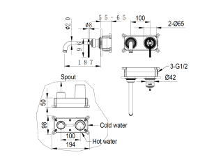 Смеситель для раковины Boheme из стены, ETERNA CHROME хром